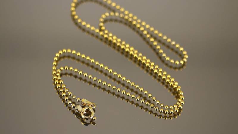 Vintage 18-Zoll-Italien Gold-Ton Dünne Perlen Kette Halskette 925 Sterling Silber Wc 1994 von GabrielStar