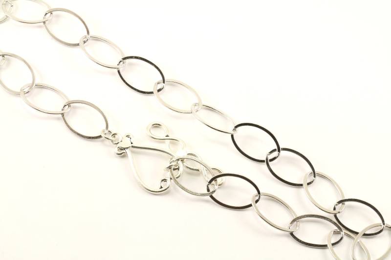 Vintage 19 in Große Ovale Infinity Design Links Toggle Kette Halskette 925 Sterling Silber Nc 1366 von GabrielStar