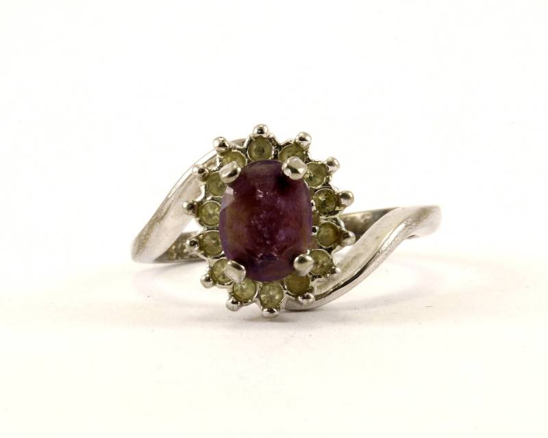Vintage Amethyst Kristall Cz Statement Ring 925 Sterling Silber Rg 3602 von GabrielStar
