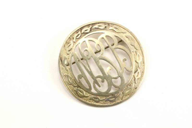Vintage Anfangsbuchstaben Nbb Runde Anstecknadel/Brosche 925 Sterling Bb 419 von GabrielStar