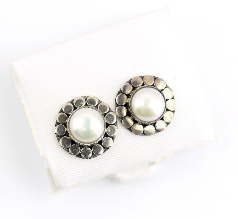 Vintage Beautiful Freshwater Pearls Design Stud Earrings 925 Sterling Er 1385 von GabrielStar