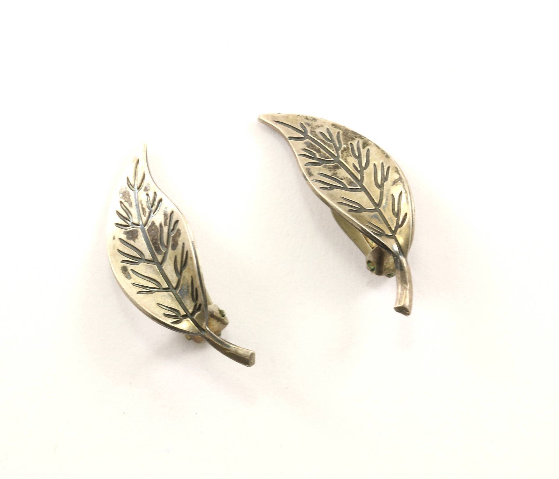 Vintage Blatt Design Ohrclips 925 Sterling Silber Er 975 von GabrielStar