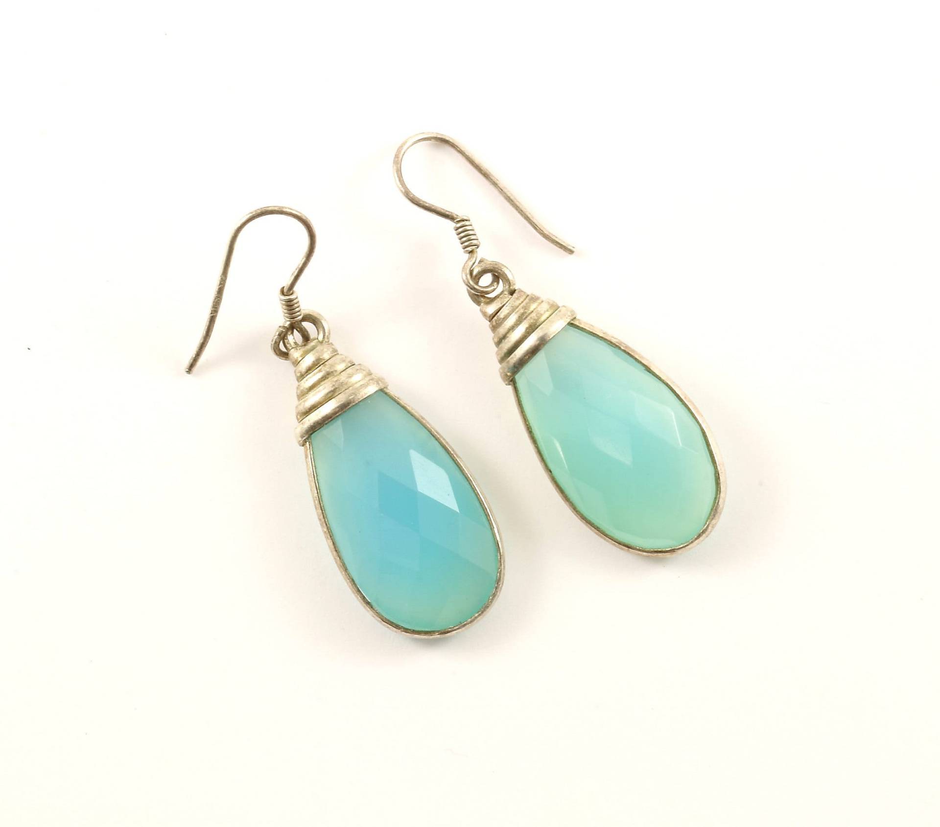 Vintage Blau Chalcedon Baumeln Ohrringe Sterlingsilber Er 576 von GabrielStar
