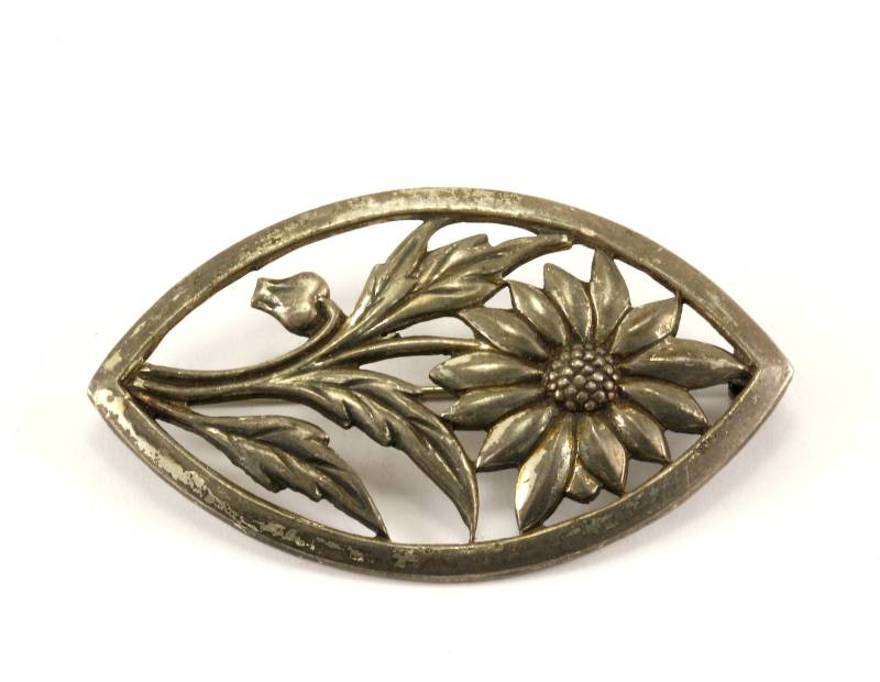 Vintage Blumen Design Anstecknadel/Brosche 925 Sterling Bb 1033 von GabrielStar