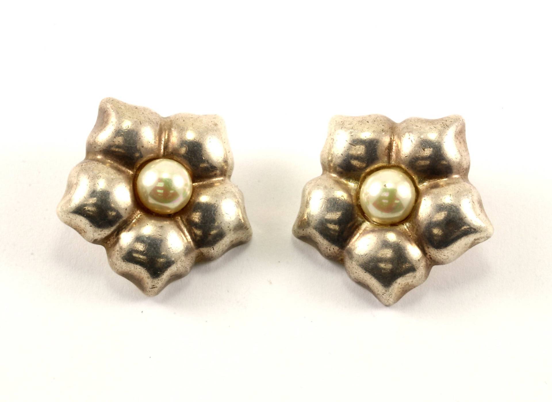 Vintage Blumen Design Clip Auf Ohrringe 925 Sterling Er 771 von GabrielStar