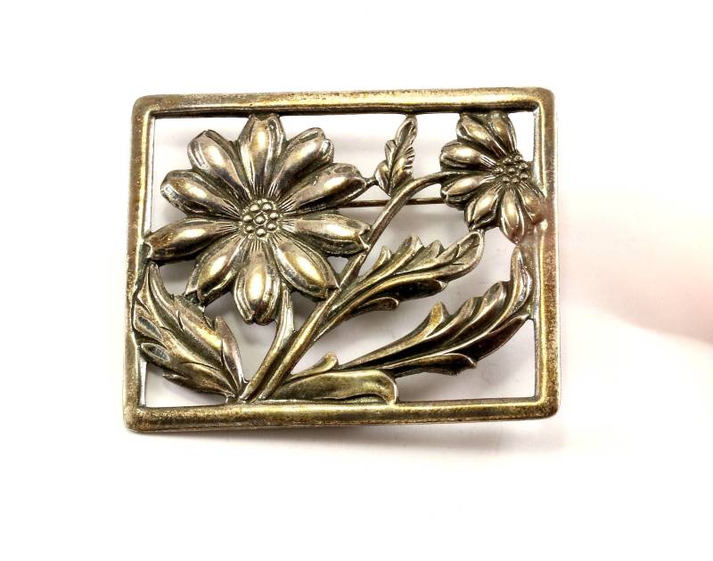 Vintage Blumen Florales Design Anstecknadel/Brosche 925 Sterling Bb 793-E von GabrielStar