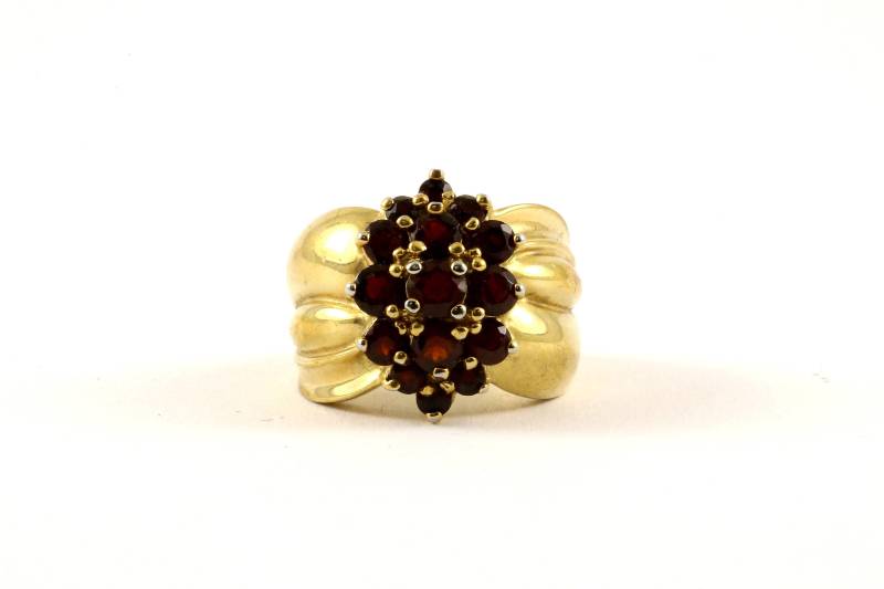 Vintage Breiter Rot Kristall Vergoldet Bandring 925 Sterling Silber Rg 3669 von GabrielStar