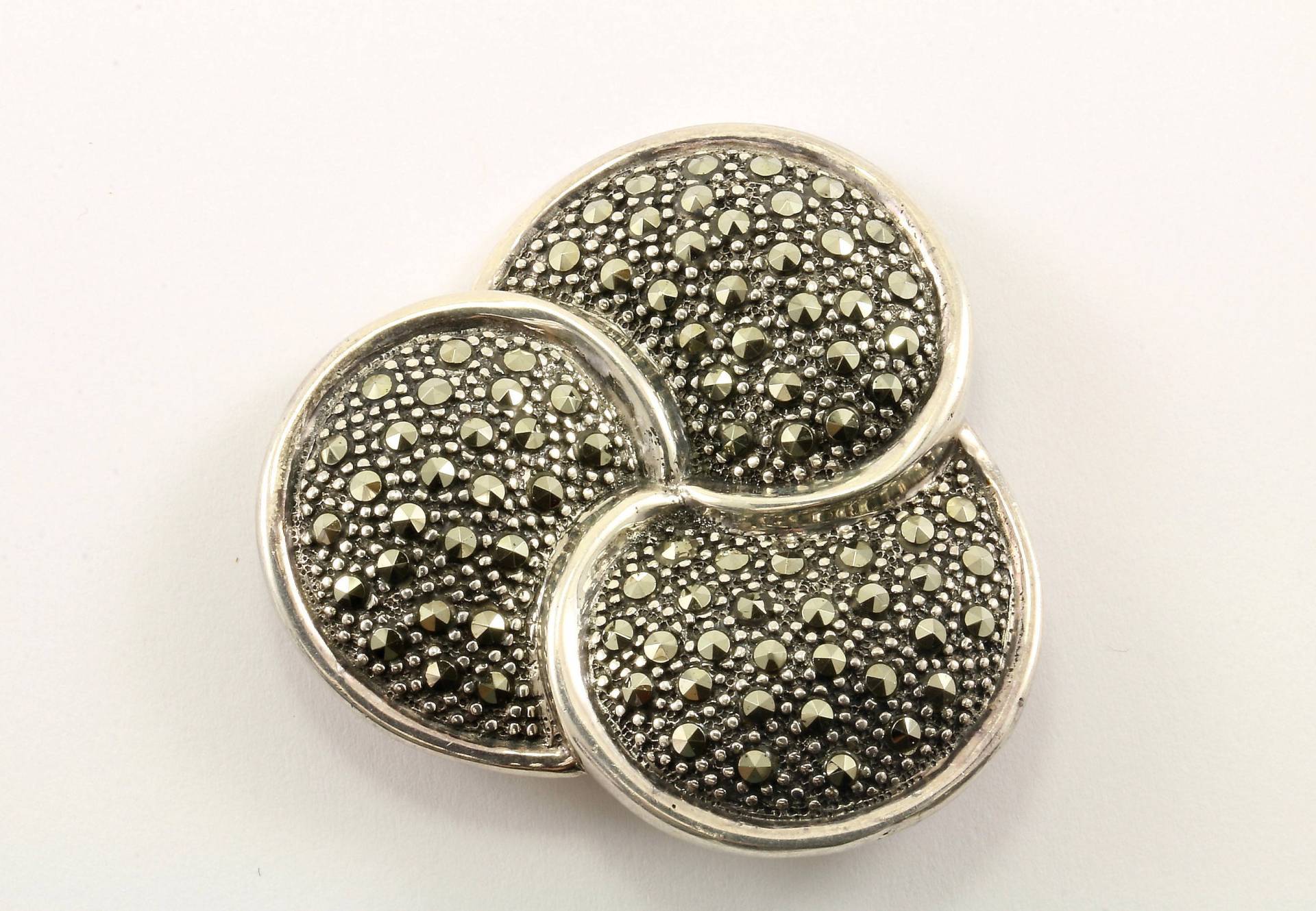 Vintage Drei Kreise Design Elegante Markasit Anstecknadel/Brosche 925 Sterling Bb 859 von GabrielStar