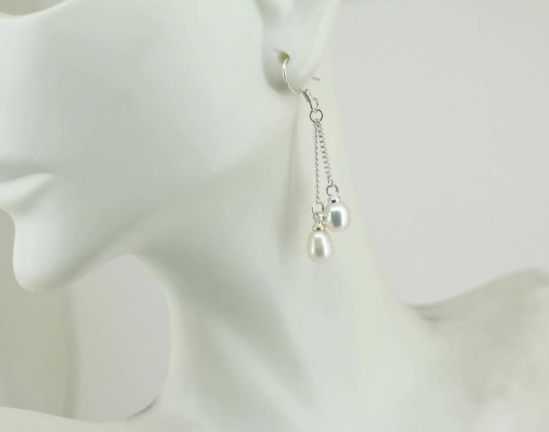 Vintage Faux Pearl Design Perlen Ohrringe 925 Sterling Silber Er 1043 von GabrielStar