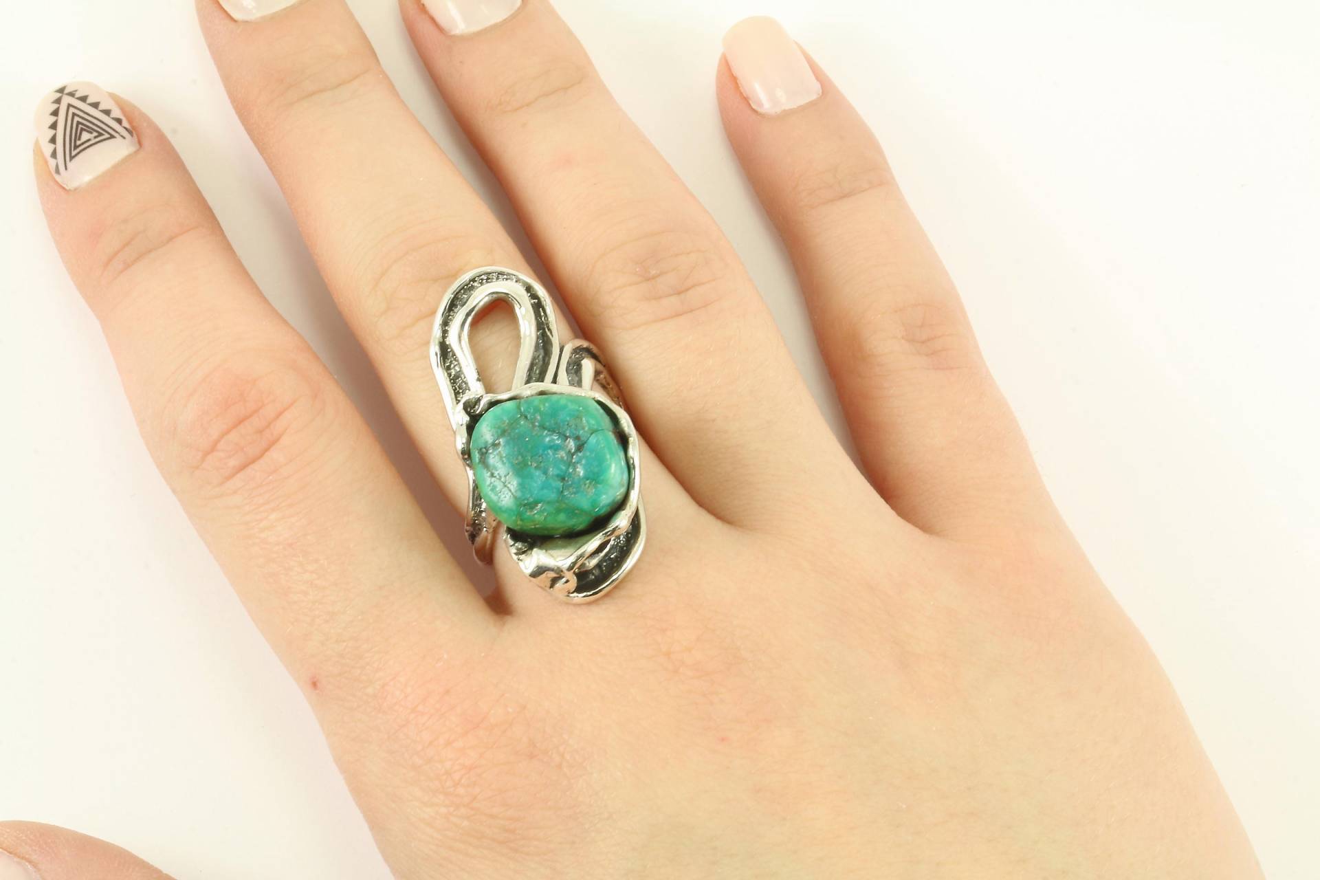Vintage Free Form Türkis Statement Ring 925 Sterling Silber Rg 3651 Vintage Free Form Türkis Statement Ring 925 Sterling Silber Rg 3651 von GabrielStar
