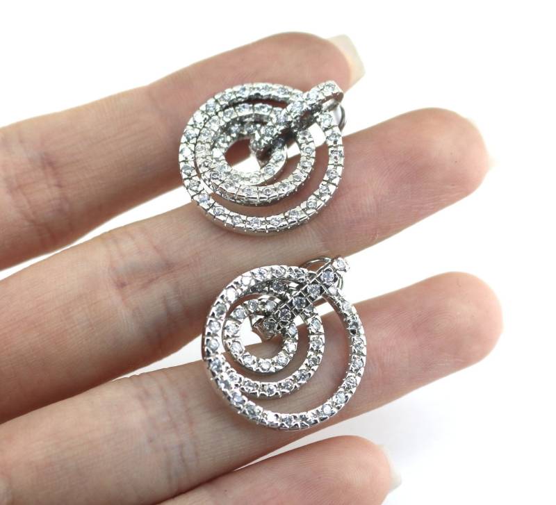 Vintage Funkelnde Kristallkreis Kristalle Design French Back Ohrringe Sterling Silber Er 1016 von GabrielStar