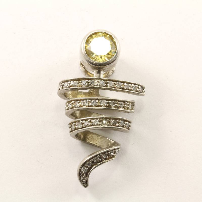 Vintage Gelb Kristall Cz Twisted Anhänger 925 Sterling Silber Pd 1446 von GabrielStar