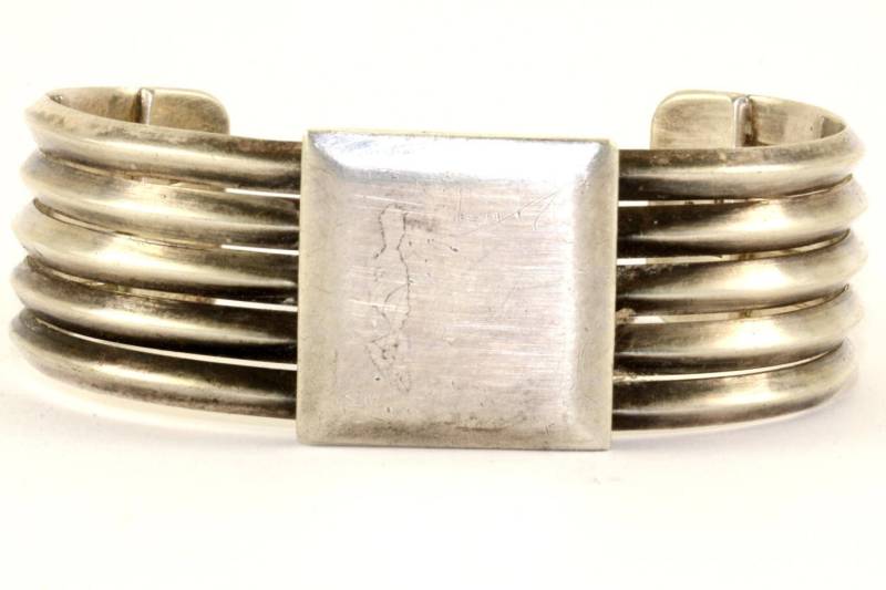Vintage Grafik Modern Style Manschette Armband 925 Sterling Silber Br 1145-E von GabrielStar