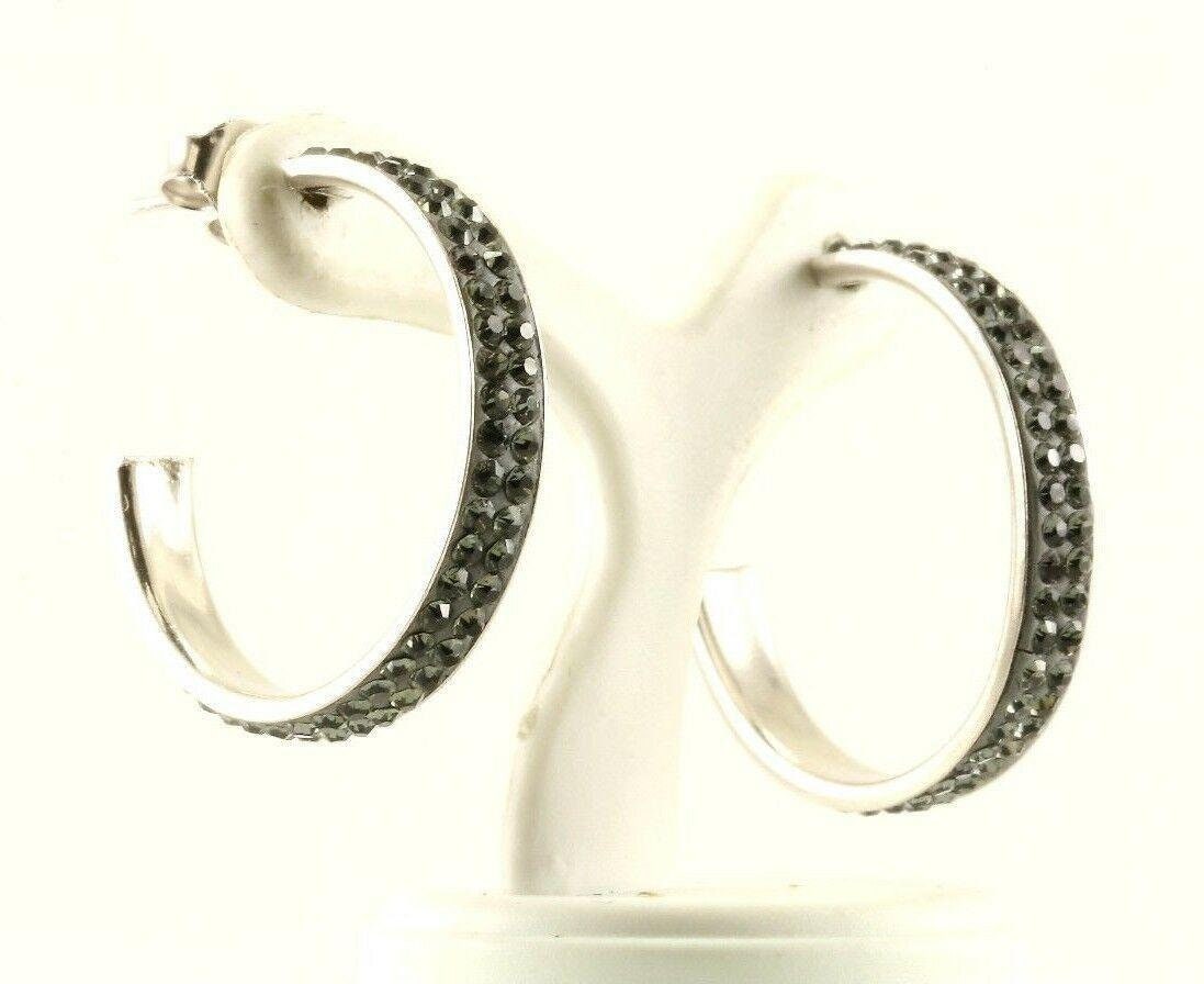 Vintage Grau Blau Farbe Kristall Creolen 925 Sterling Silber Er 600 von GabrielStar