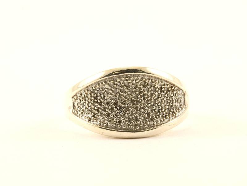 Vintage Größe 10 Konkave Design Naturdiamanten Inlay Ring 925 Sterling Silber Rg 237 von GabrielStar