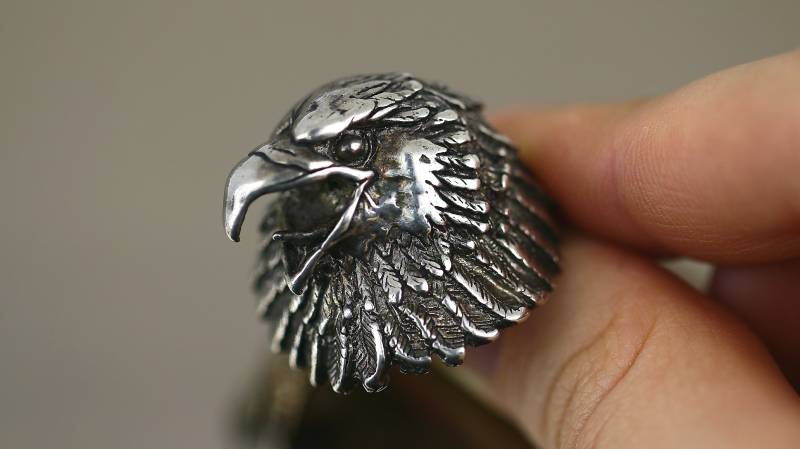 Vintage Größe 12 Große Männer Adler 3D Design Ring 925 Sterling Rg 1719 von GabrielStar