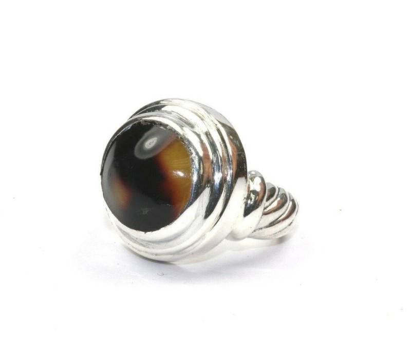 Vintage Größe 5.5 Af Signiert Tigerauge Rundstein Twisted Ring 925 Sterling Rg 544 | 273772197876 von GabrielStar