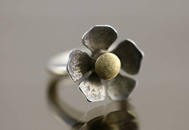Vintage Größe 6, 25 Designer Brushed Finish 3D Blumen Design Statement Ring 925 Sterling Silber Rg 329 von GabrielStar