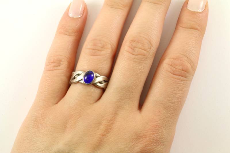 Vintage Größe 6.25 Sapphire Farbe Kristall Twisted Braided Design Ring 925 Sterling Silber Rg 4248 von GabrielStar