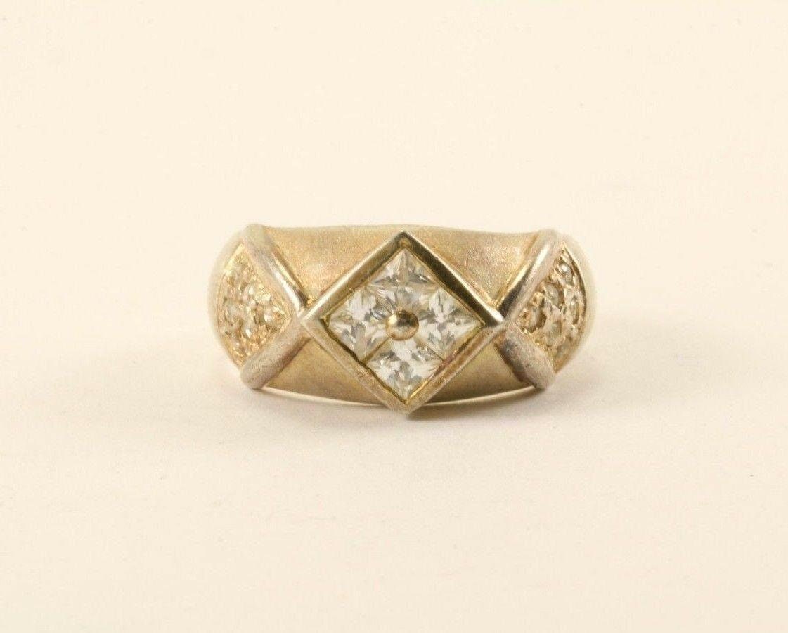 Vintage Größe 7, 5 Breit Cz Kristalle Rhombus Form Design Ring 925 Sterling Silber Rg 3445 | 123702066288 von GabrielStar