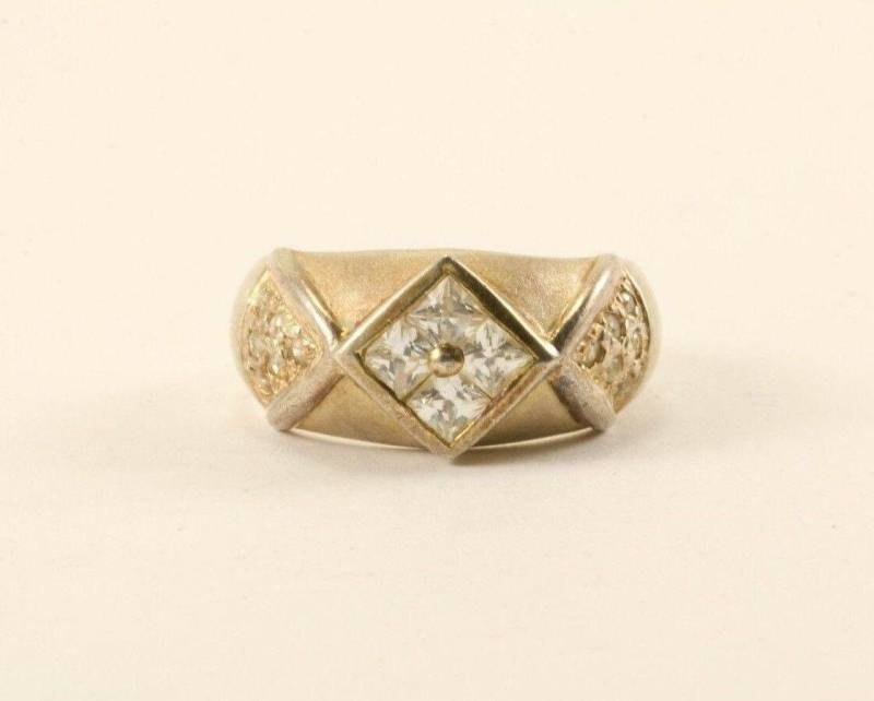 Vintage Größe 7, 5 Breit Cz Kristalle Rhombus Form Design Ring 925 Sterling Silber Rg 3445 | 123702066288 von GabrielStar