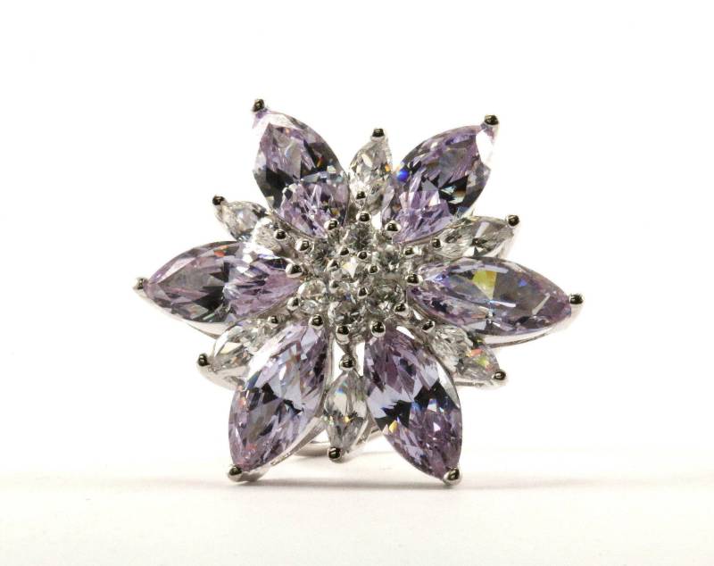 Vintage Größe 7 Damen Schneeflocke Große Blume Design Kristall Ring 925 Sterling Silber Rg 765-E von GabrielStar