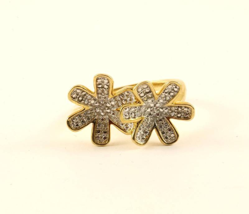 Vintage Größe 8 Blumen Floral Gold Ton Design Ring 925 Sterling Silber Rg 250 von GabrielStar