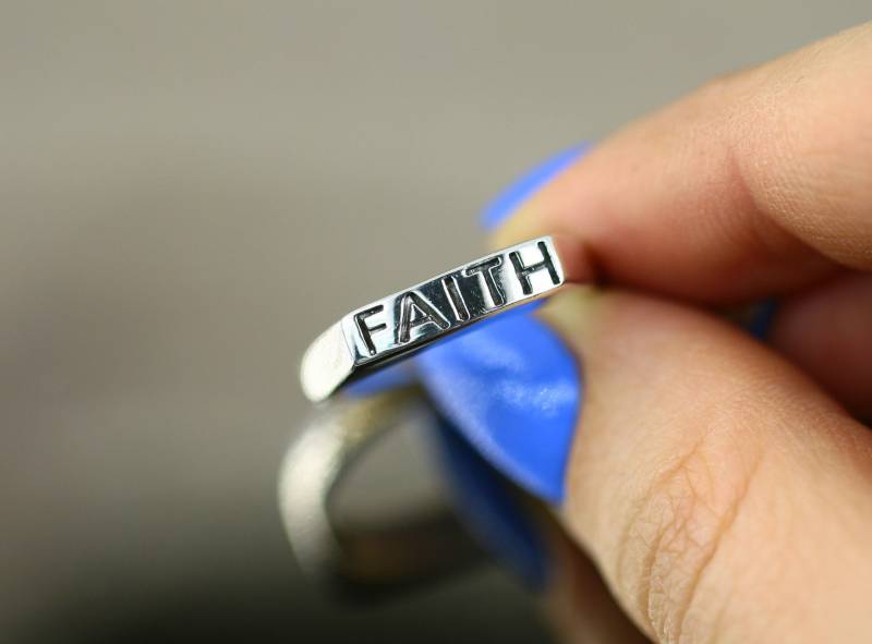 Vintage Größe 8 Faith Inspirational Bar Design Zierlicher Bandring 925 Sterling Silber Rg 274 von GabrielStar