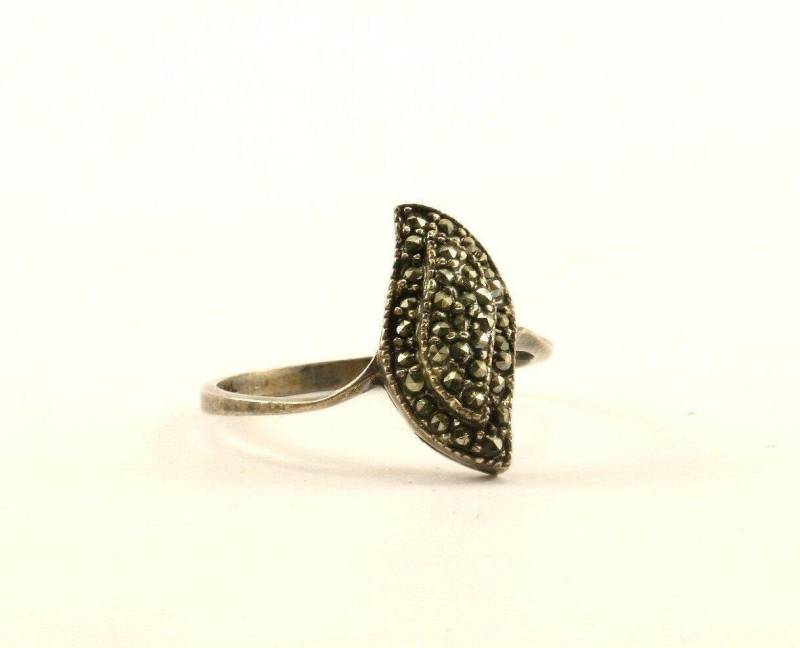 Vintage Größe 8.25 Wellenform Markasit Design Ring 925 Sterling Rg 2318 | 401754705040 von GabrielStar