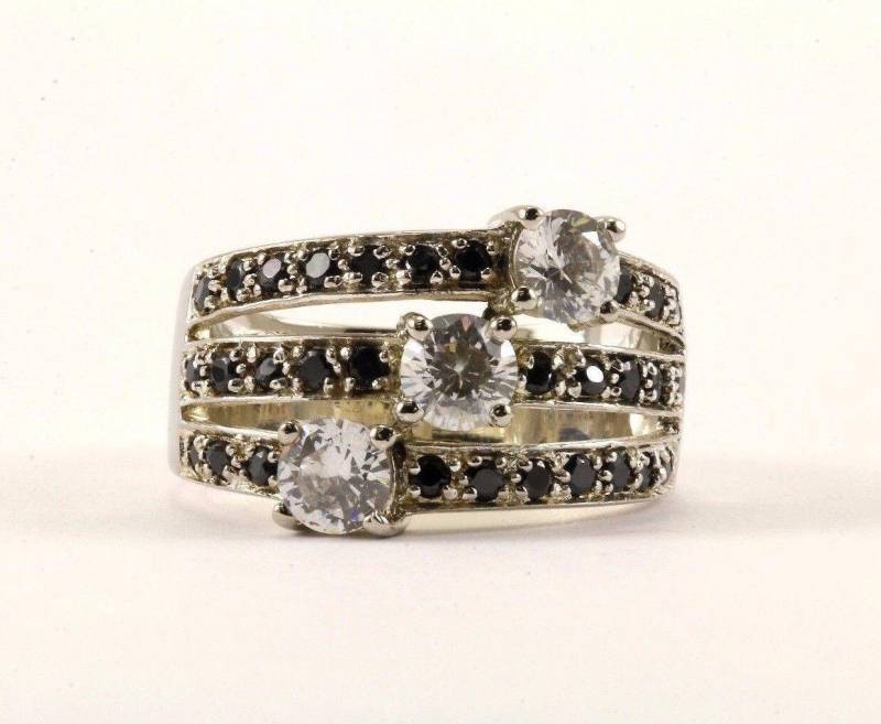 Vintage Größe 9 Baum Reihen Design Kristall Cocktail Ring 925 Sterling Rg 3025(123757210679 von GabrielStar