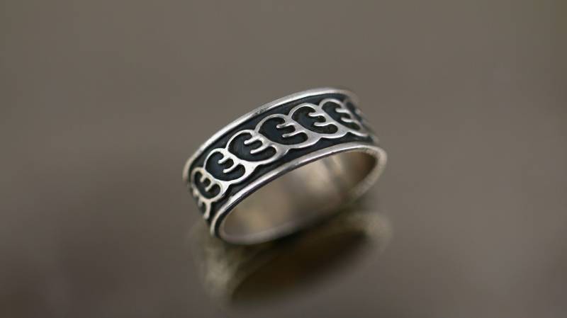 Vintage Größe 9 Mexico Scroll Abstraktes Design Bandring 925 Sterling Rg 2100 von GabrielStar