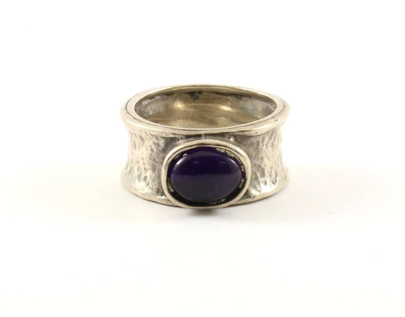 Vintage Größe 9 Wunderschöner Lila Amethyst Design Ring 925 Sterling Rg 1650 von GabrielStar