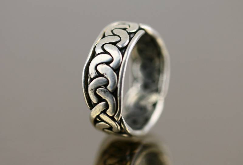 Vintage Größe 9.25 Antique Chain Link Geflochtene Twisted Band Design Ring 925 Sterling Silber Rg 174 von GabrielStar