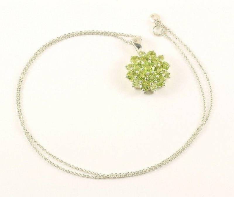 Vintage Grün Kristall Cz Blumen Form Halskette 925 Sterling Nc 1522(273796571200 von GabrielStar