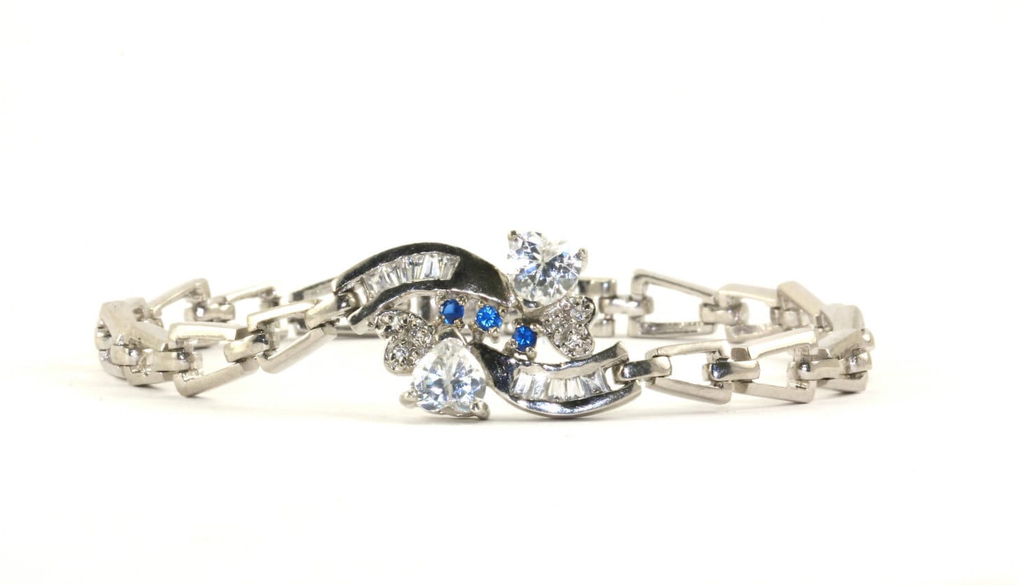 Vintage Herzform Design Cz Inlay Tennis Armband 925 Sterling Br 1148 von GabrielStar