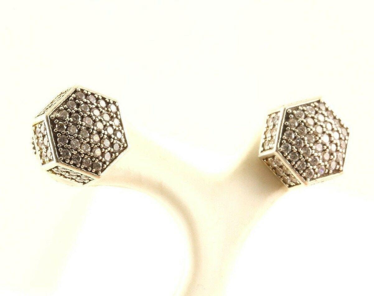 Vintage Hexagon Kristall Ohrstecker 925 Sterling Silber Er 597(123759755529 von GabrielStar