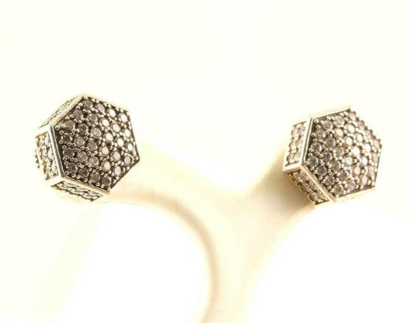 Vintage Hexagon Kristall Ohrstecker 925 Sterling Silber Er 597(123759755529 von GabrielStar