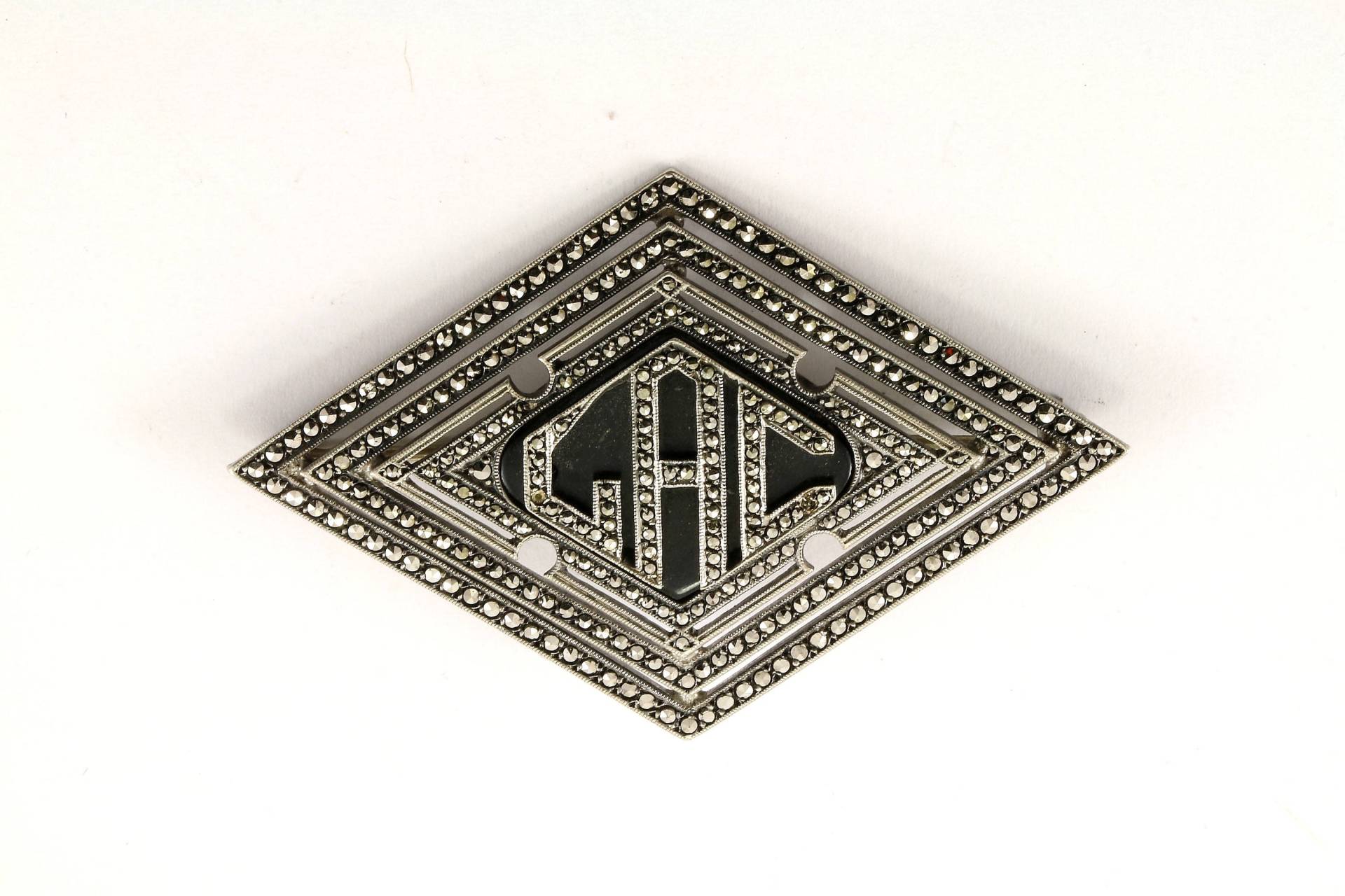 Vintage Initial Gac Onyx Markasit Inlay Pin/Brosche 925 Sterling Bb 139-E von GabrielStar