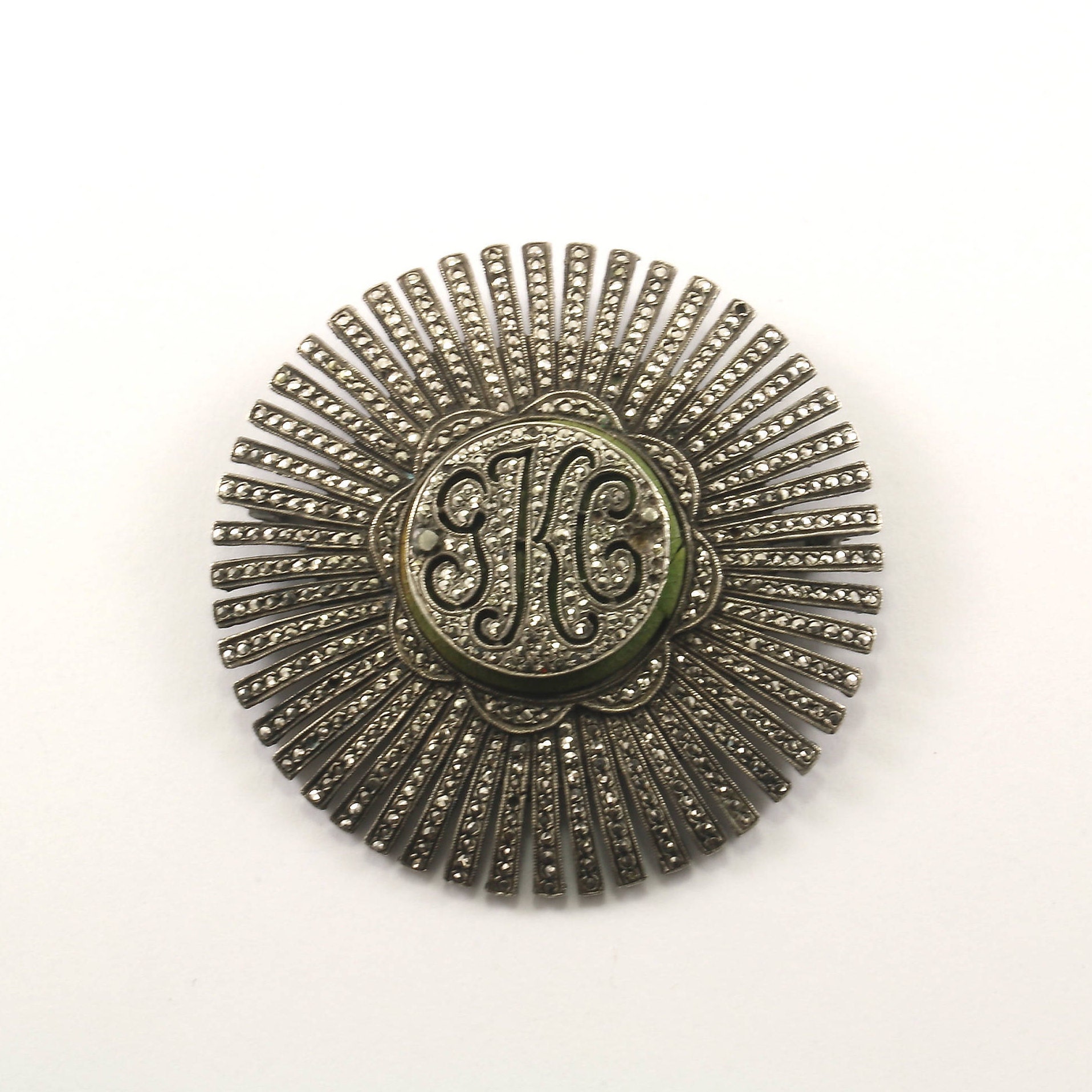 Vintage Initialen "G. K. C." Markasit Pin/Brosche 925 Sterling Bb 857 von GabrielStar