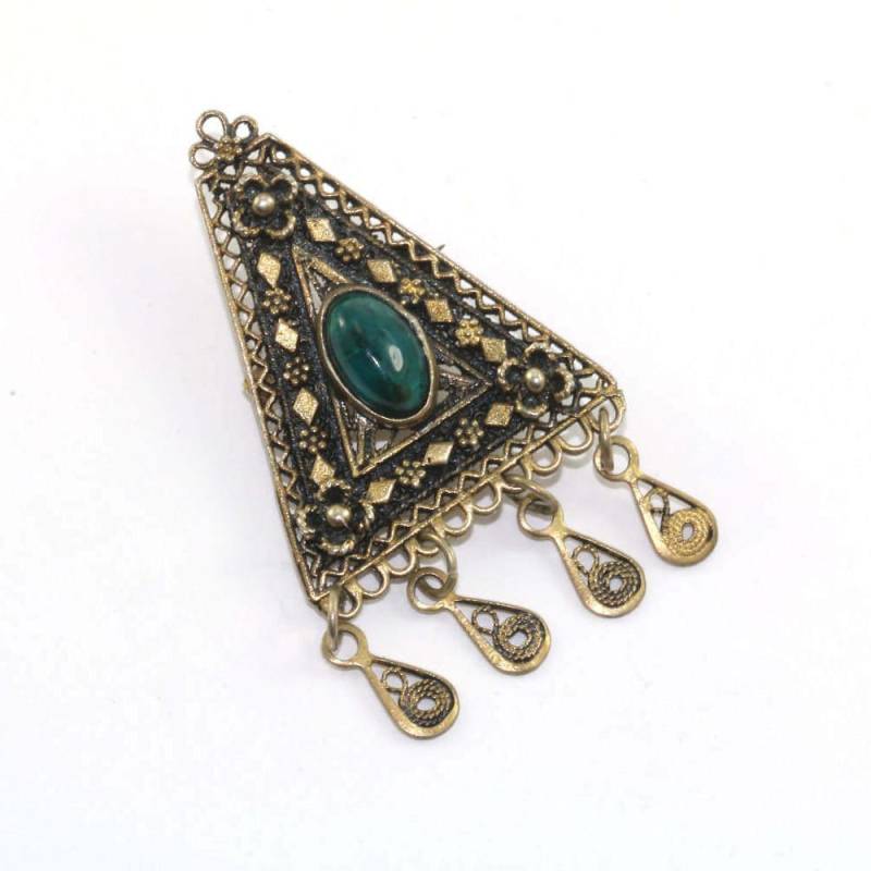 Vintage Israel Eilat Dreieck Form Scroll Design Malachit Anhänger Pin/Brosche 925 Sterling Bb 353 Vintage Israel Eilat Dreieck Form Scroll Design Malachit Anhänger Pin/Brosche 925 Sterling Bb 353 von GabrielStar