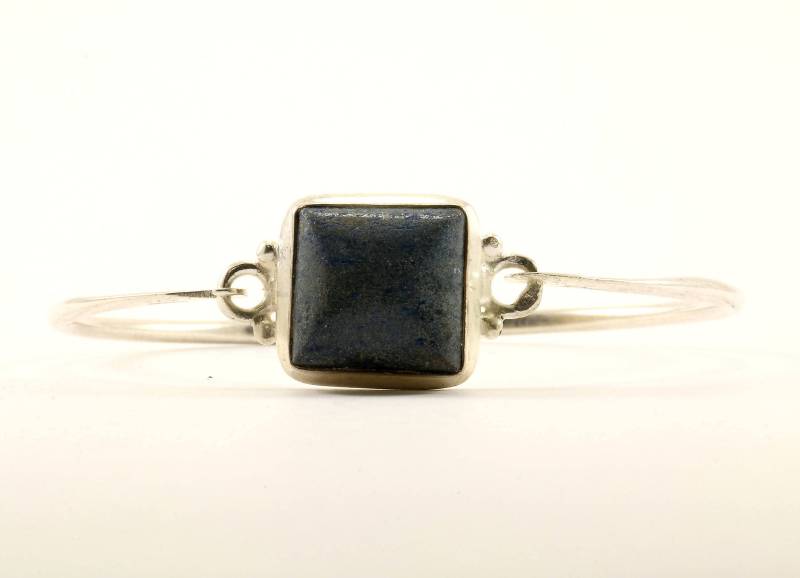 Vintage Kissen Blauer Edelstein Armreif Armband Sterling Silber Br 2257 von GabrielStar