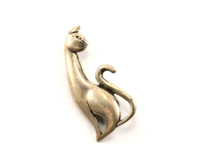 Vintage Kitty Katze Kätzchen Design Pin/Brosche 925 Sterling Bb 1269 von GabrielStar