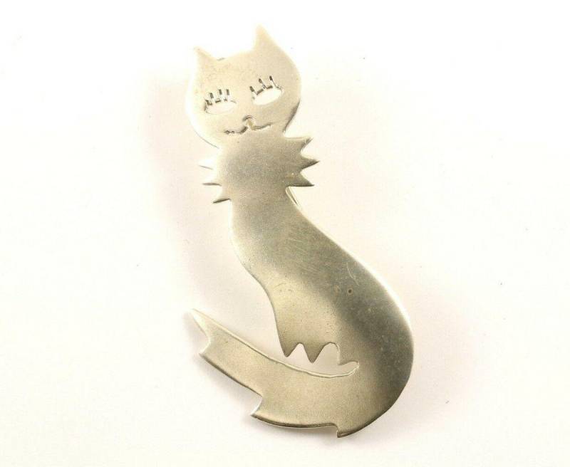 Vintage Kitty Katze Kätzchen Design Pin/Brosche 925 Sterling Bb 466(123720979258 von GabrielStar
