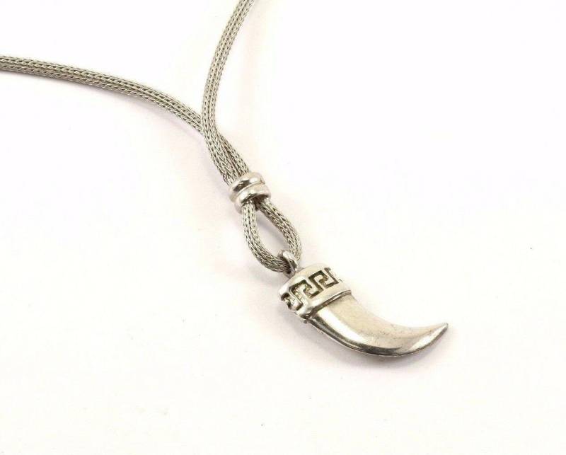 Vintage Klingenzahn Anhänger Design Halskette 925 Sterling Nc 940(123765809483 von GabrielStar