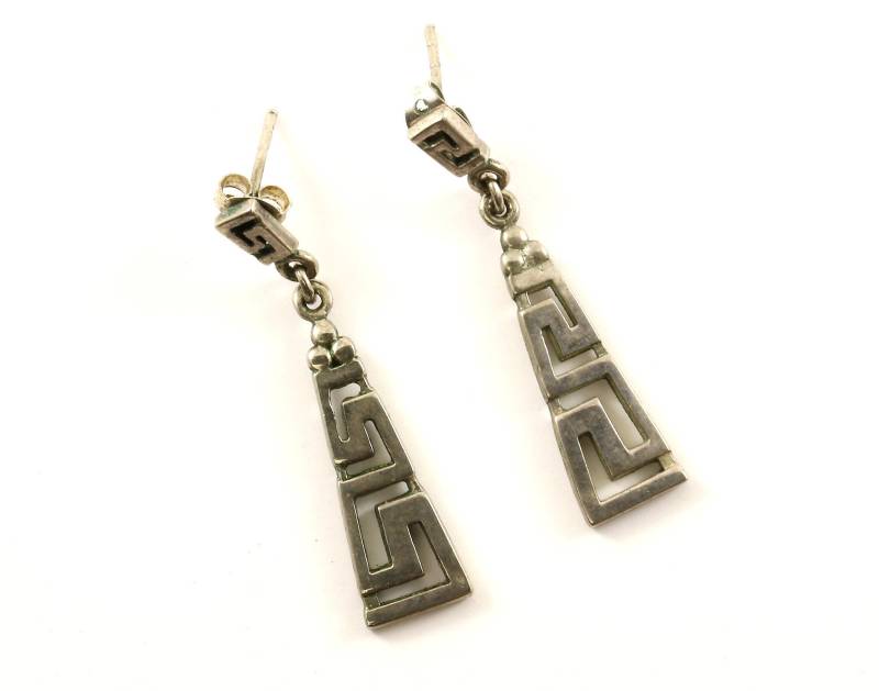 Vintage Labyrinth Design Ohrhänger Sterling Silber Er 1191 von GabrielStar