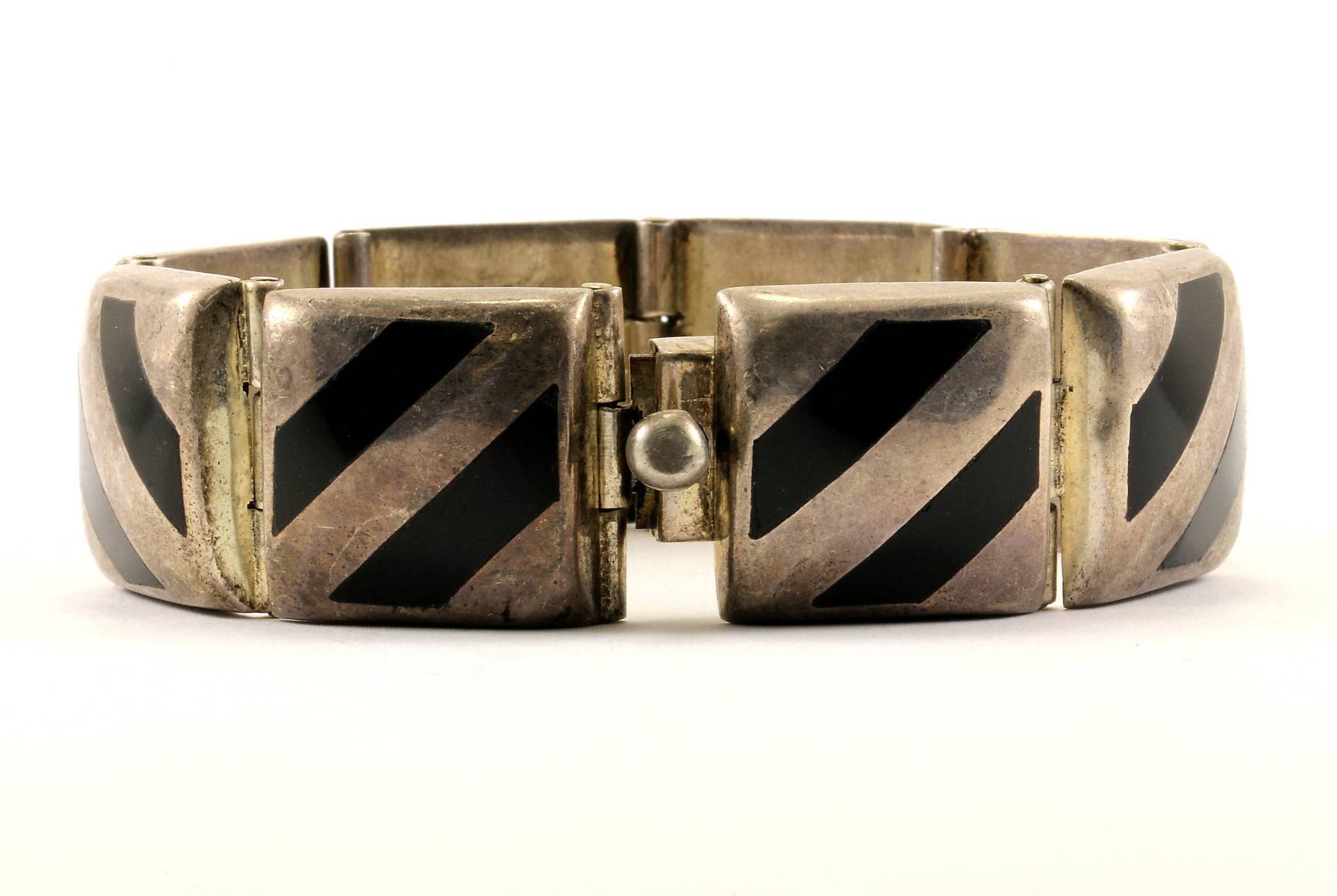 Vintage Mexiko Onyx Gliederarmband 925 Sterling Br 2133 von GabrielStar