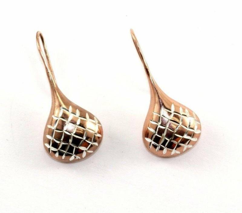 Vintage Ohrringe Thai Rose Gold Design Tropfen Sterling 925 Silber Er 711 von GabrielStar