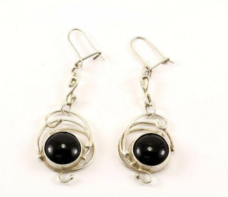 Vintage Onyx Twisted Design Hängeohrringe 925 Sterling Er 287 von GabrielStar
