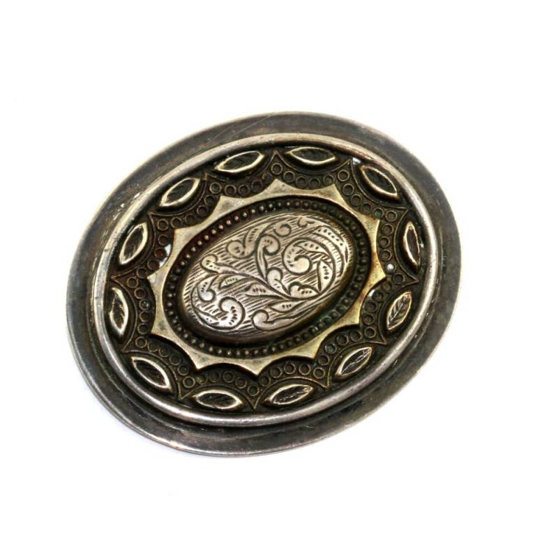 Vintage Oval Floral Gravierte Anstecknadel/Brosche 925 Sterling Bb 666 von GabrielStar