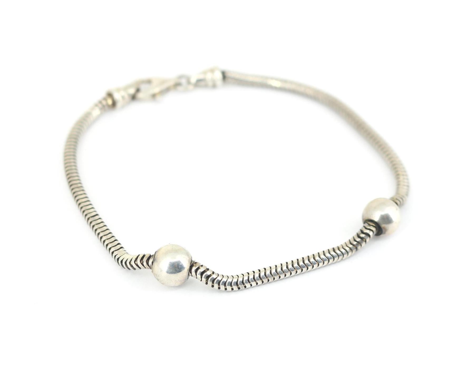 Vintage Perlen Schlicht Charme Ankle Armband Sterling Silber Br 583(123759780671 von GabrielStar